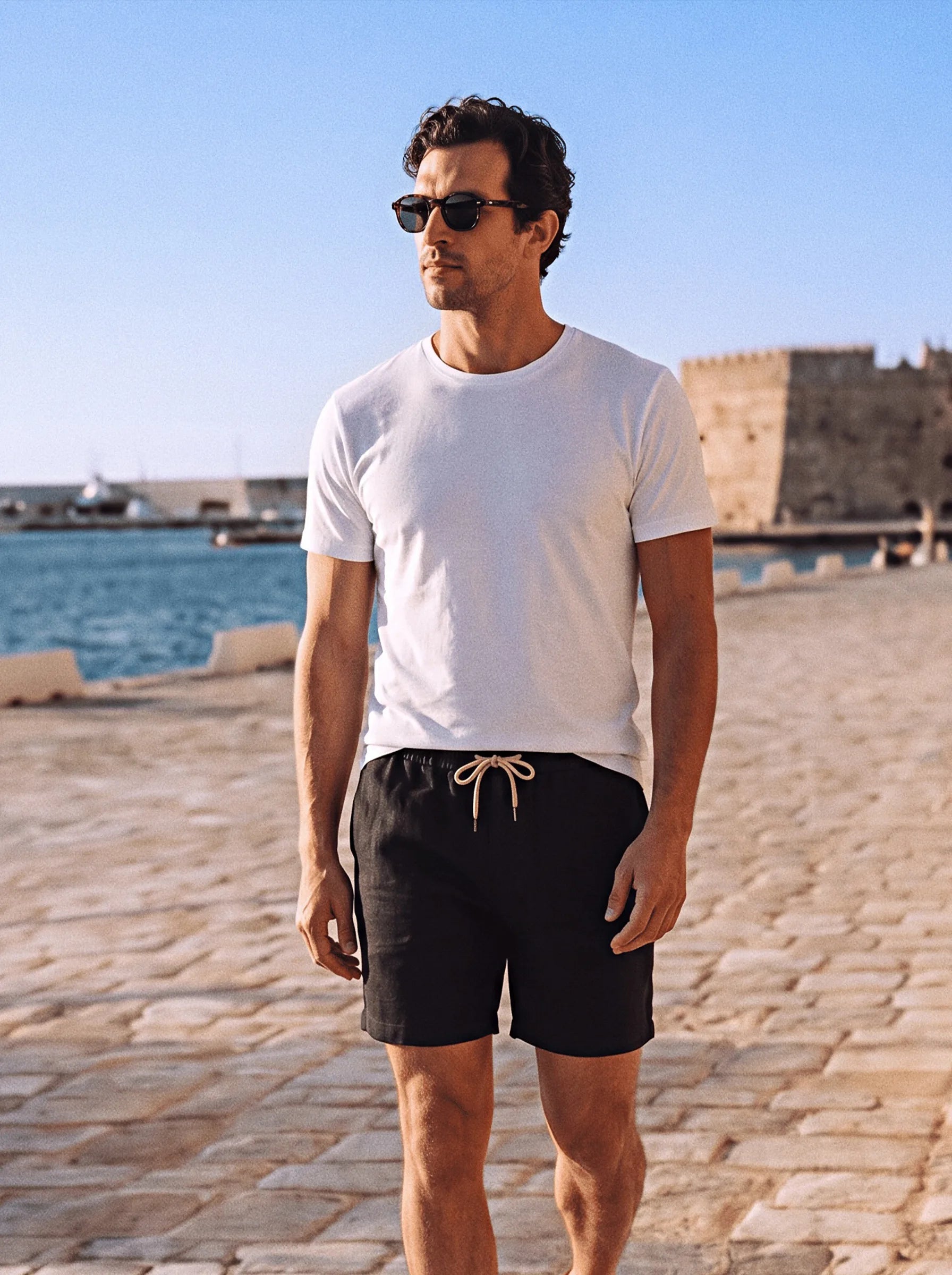 Short à cordon en 100 % lin européen