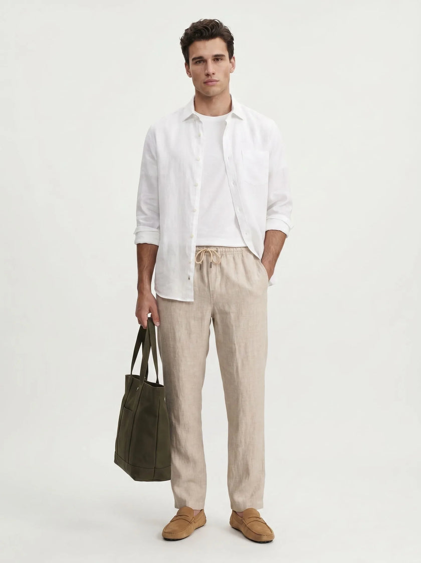 Pantaloni casual 100% lino europeo — Confezione da 2