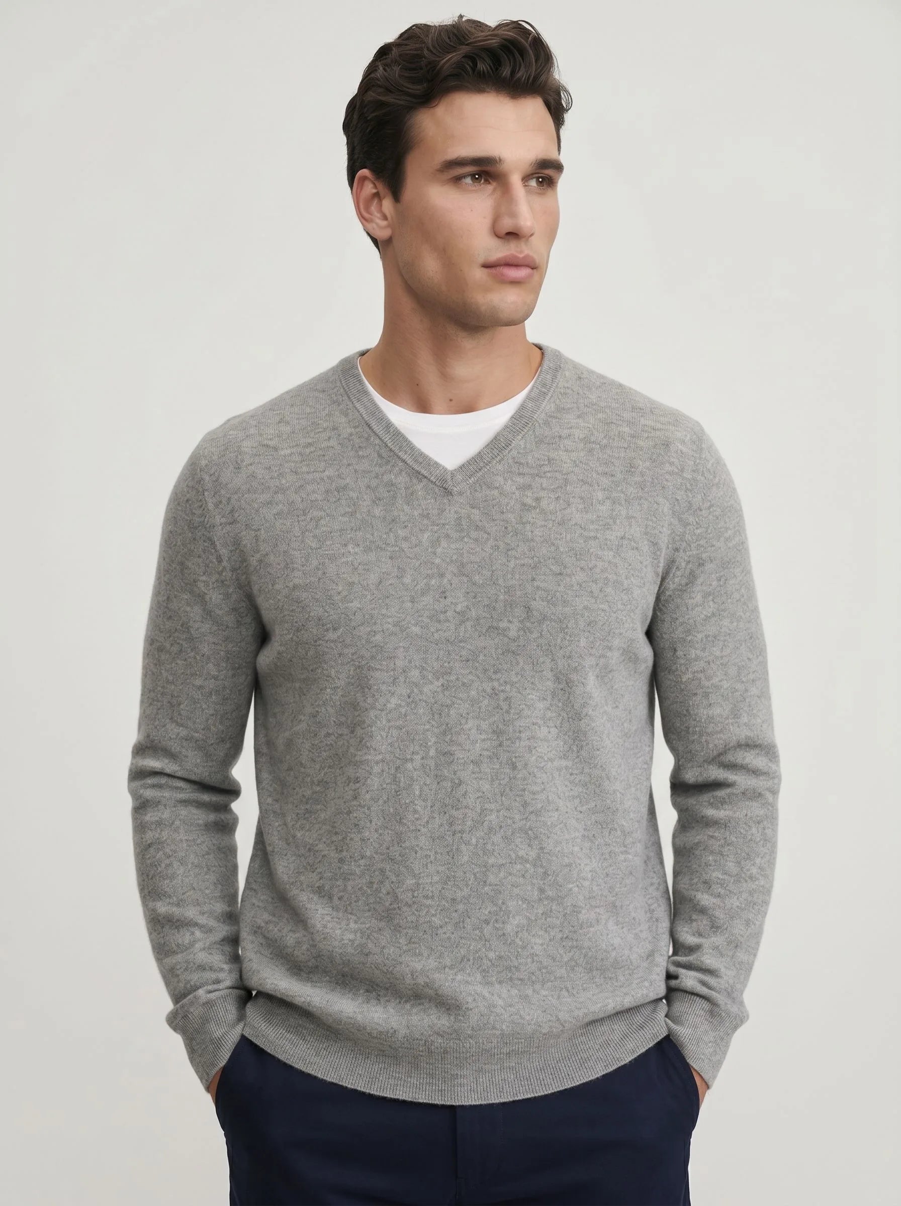 Mongolian Cashmere V-Neck Sweater