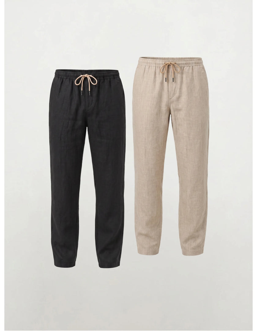 Pantaloni casual 100% lino europeo — Confezione da 2