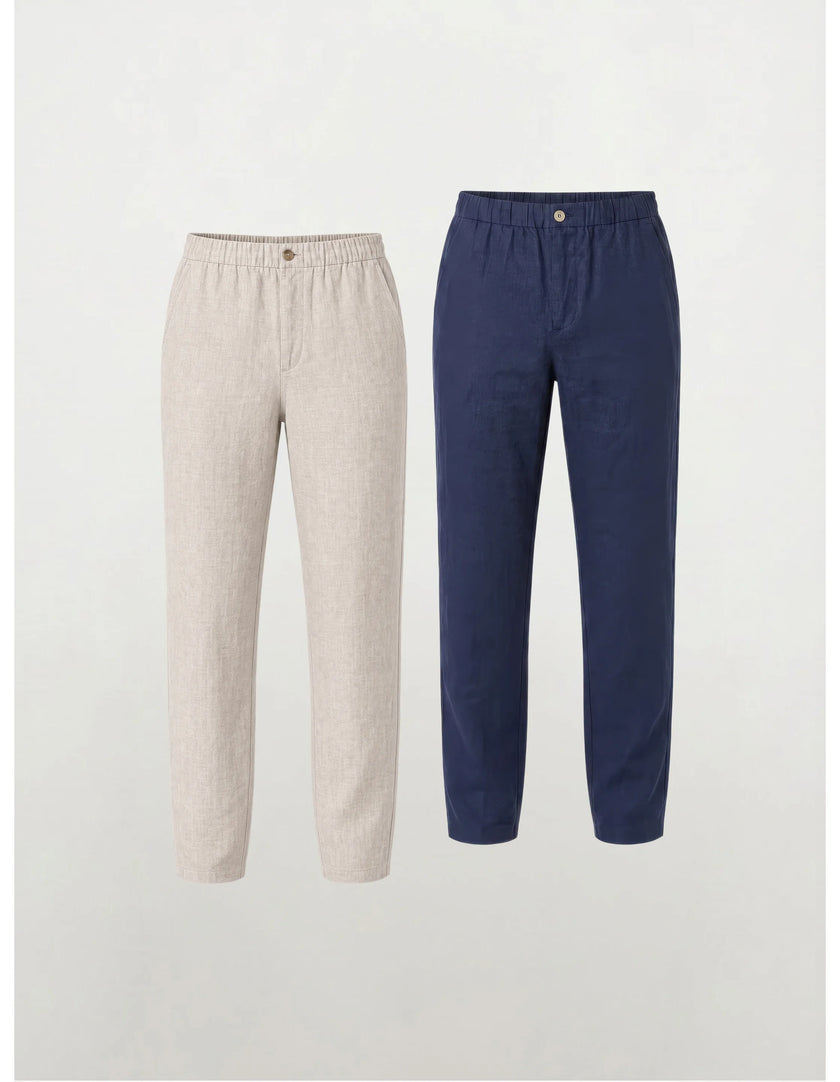 Pantaloni eleganti in 100% lino europeo — Confezione da 2