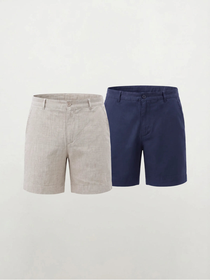 Pantaloncini eleganti in 100% lino europeo — Confezione da 2