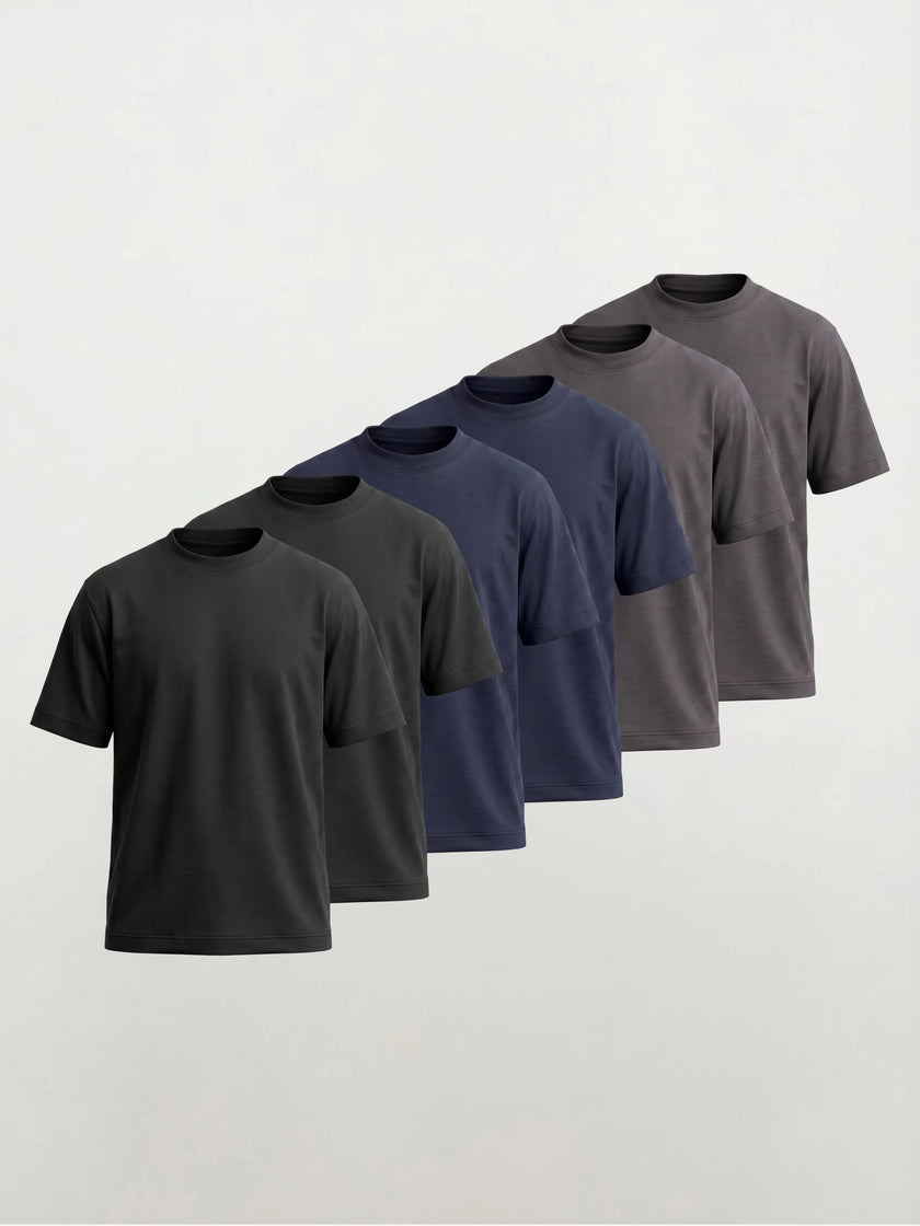 Confezione da 6 T-shirt girocollo in cotone biologico pesante 100%
