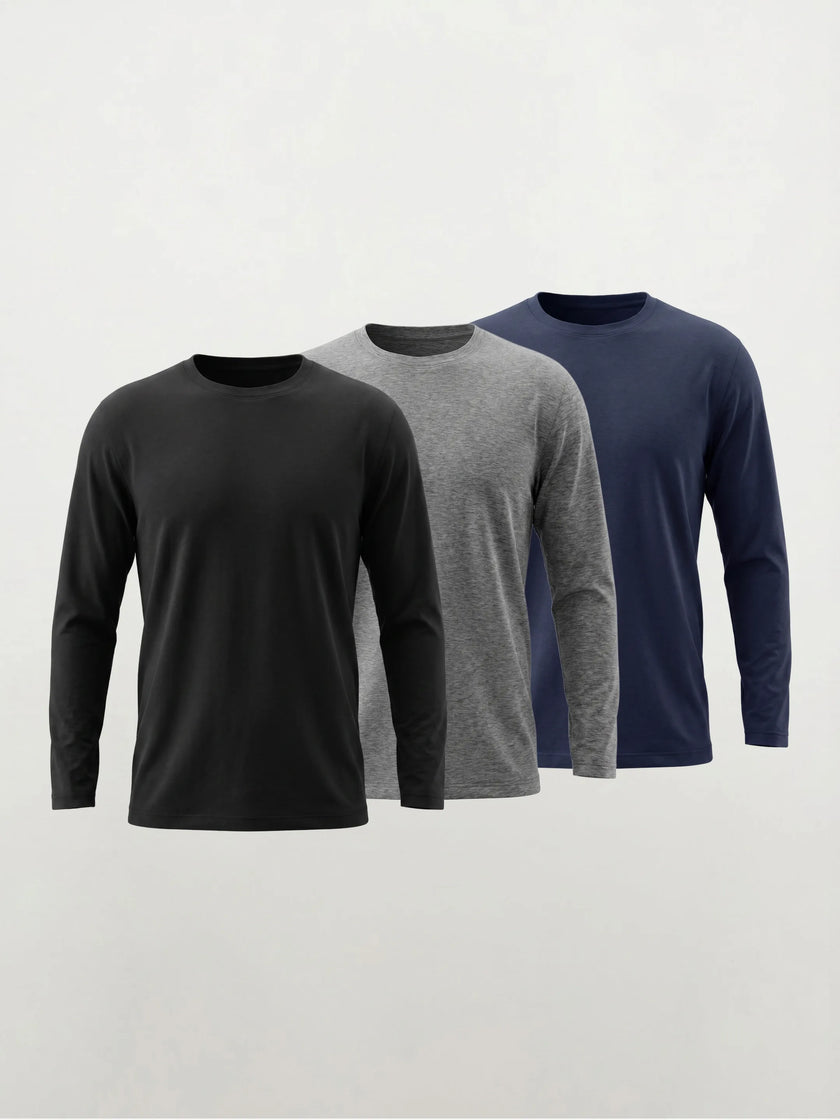 FlowBlend™ Active Manica Lunga Girocollo — Confezione da 3